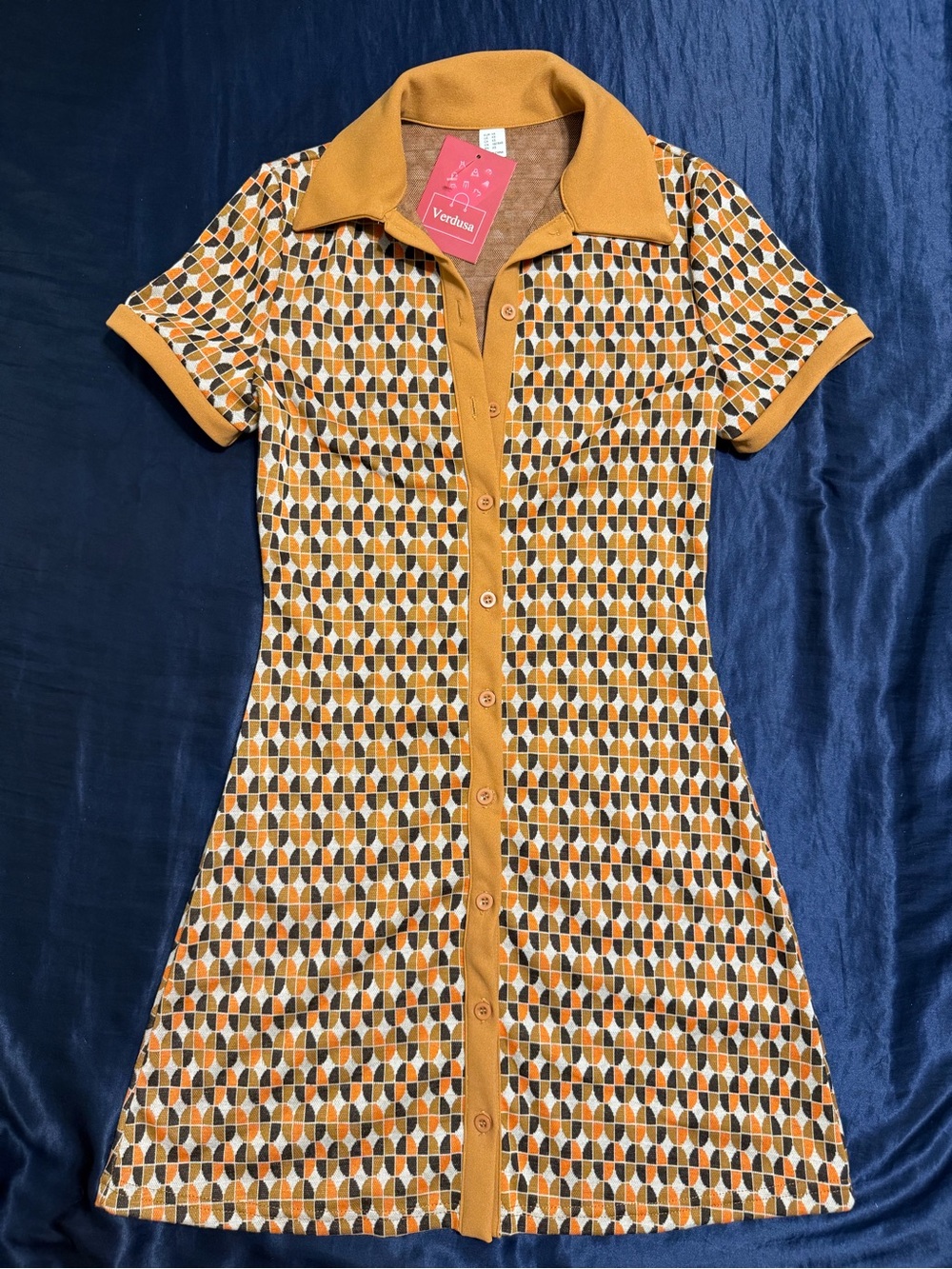 Geometric 60s Button-Down Dress